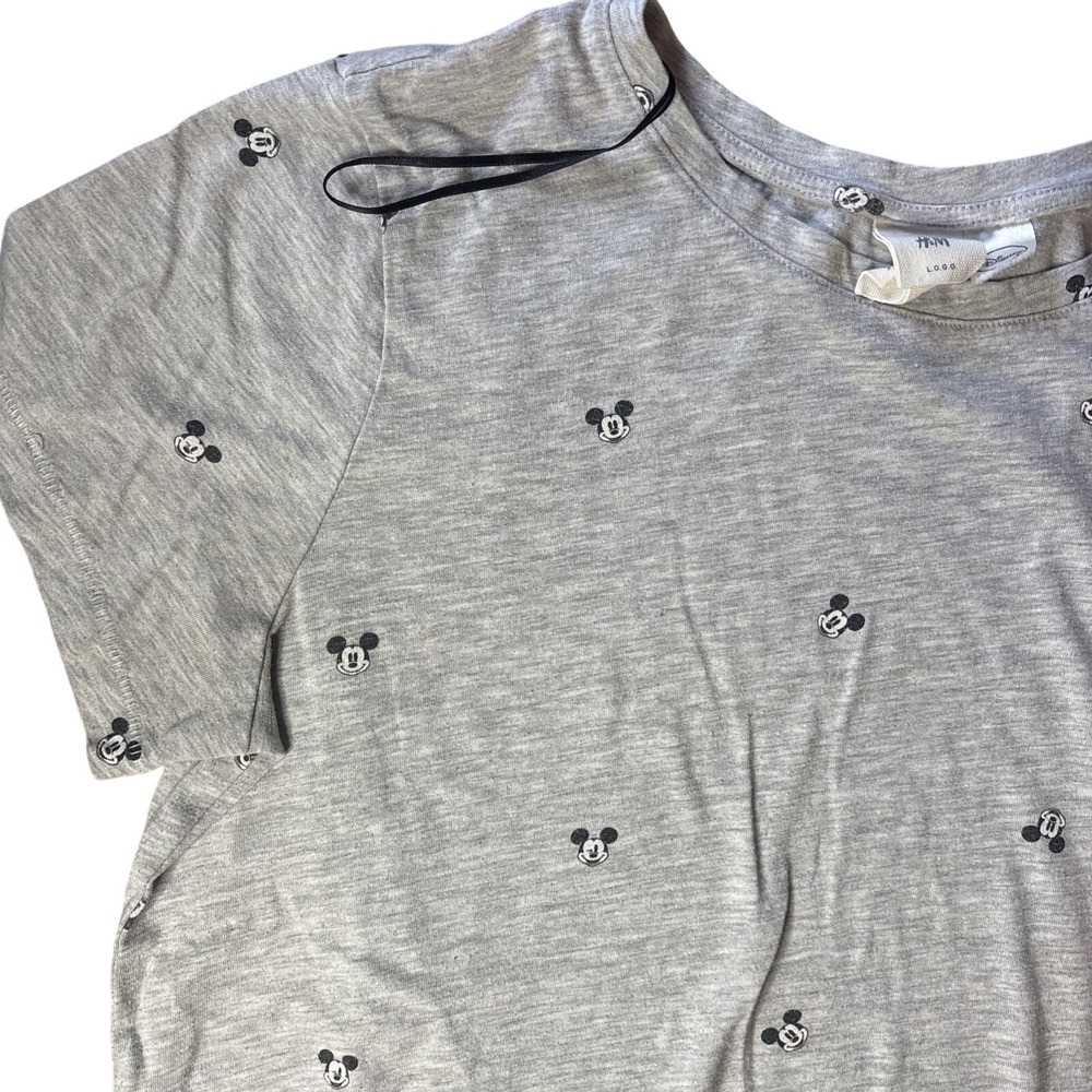 HM LOGG Disney Mickey Mouse All Over Print T-Shirt Gray Womens Large‎